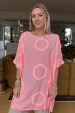 Made in Italy Sa Caleta Circle Longline Boyfriend Top Washed Sherbet Coral /7 =